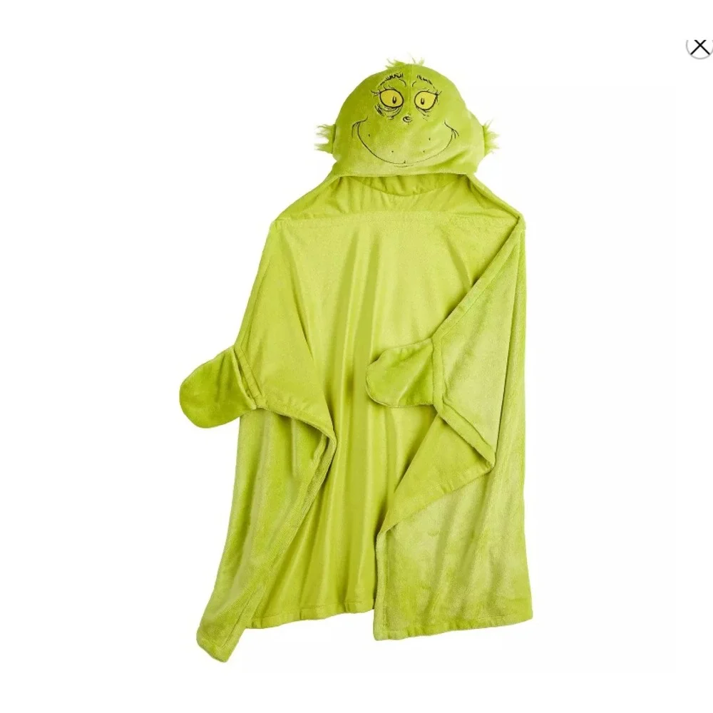 The Grinch Hooded Throw Blanket Dr Seuss 30x50 Hand Pockets Super Soft Plush NEW